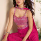 Anaita Magenta Heavy Chinon Stitched 3 Piece Set With Sequence & Mirror Work