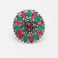 NVR Women's Multicolor Silver-Plated Circular Shape Adjustable Finger Ring | Swadesiicart