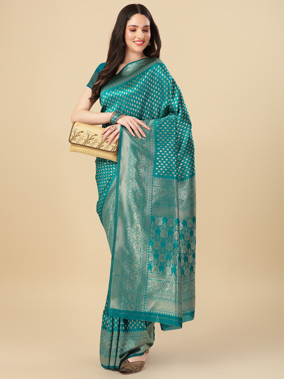 Kalini Ethnic Motif Woven Design Zari Art Silk Banarasi Saree | Swadesiicart