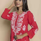 HOUSE OF KARI Floral Chikankari Embroidered Notched Round Neck Straight Kurta | Swadesiicart