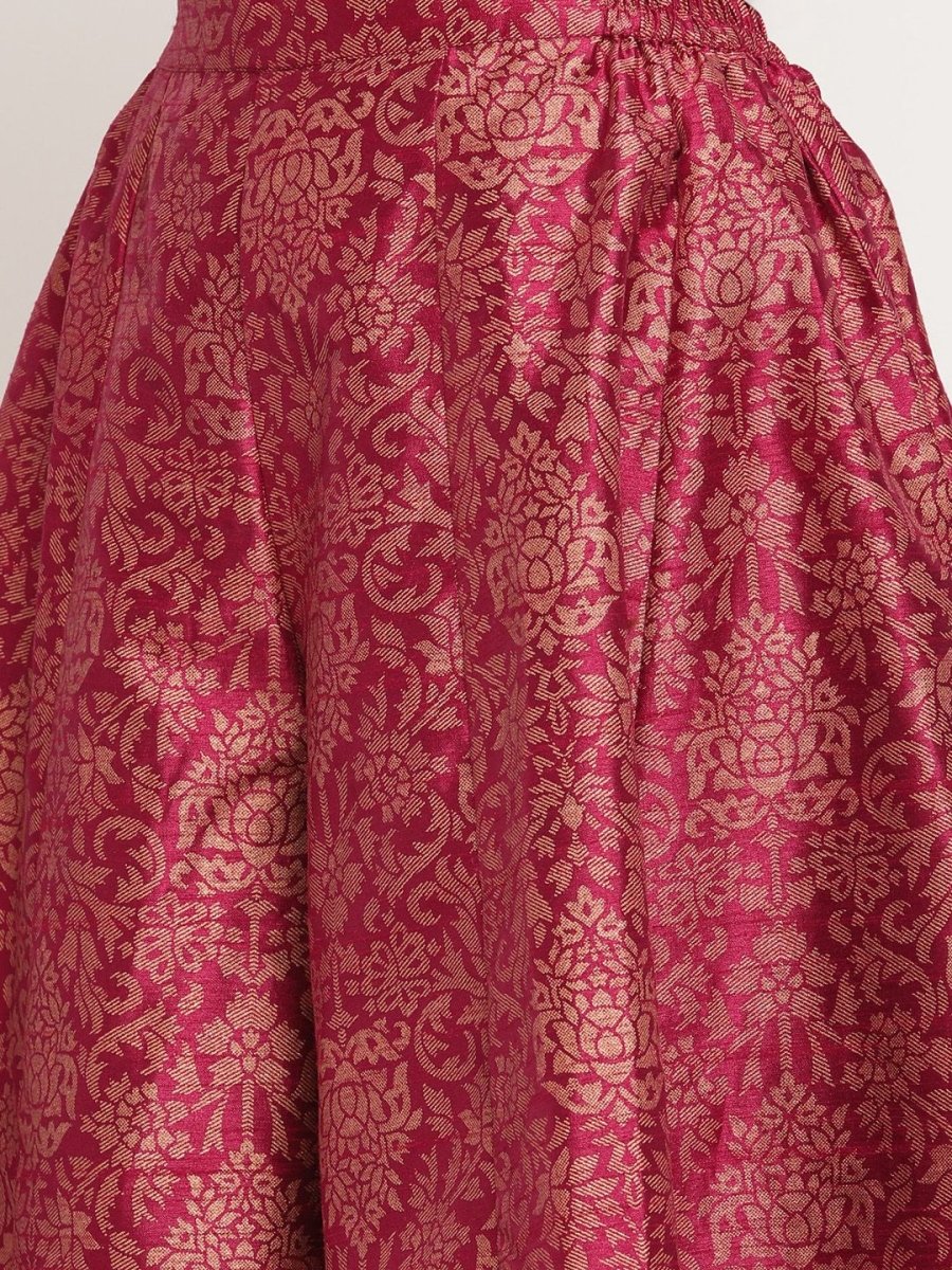 Ahalyaa Women Burgundy Floral Printed Regular Top with Palazzos | Swadesiicart