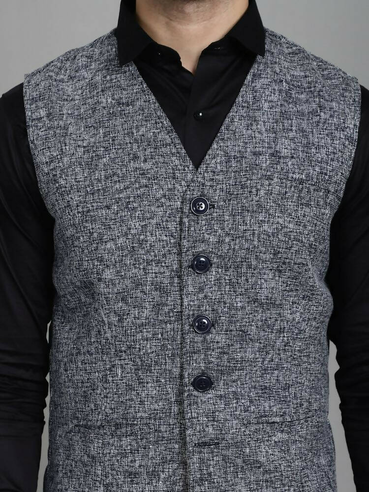 Even Apparels Solid Waistcoat - Blue | Swadesiicart