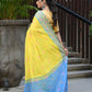 Beatitude Yellow Slub Cotton Floral Jamdani Saree