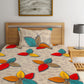 Home Sizzler Cream-Coloured & Red Floral 144 TC Bedsheet with Pillow Covers - Swadesiicart