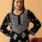 ADA Floral Printed Lucknowi Chikankari Kurta | Swadesiicart