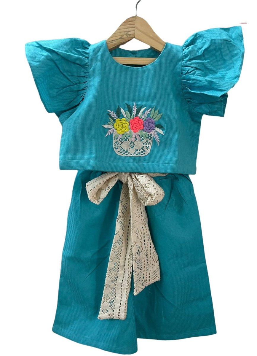 ArthLife Blue Flower Embroidered Co-Ord Set - Swadesiicart