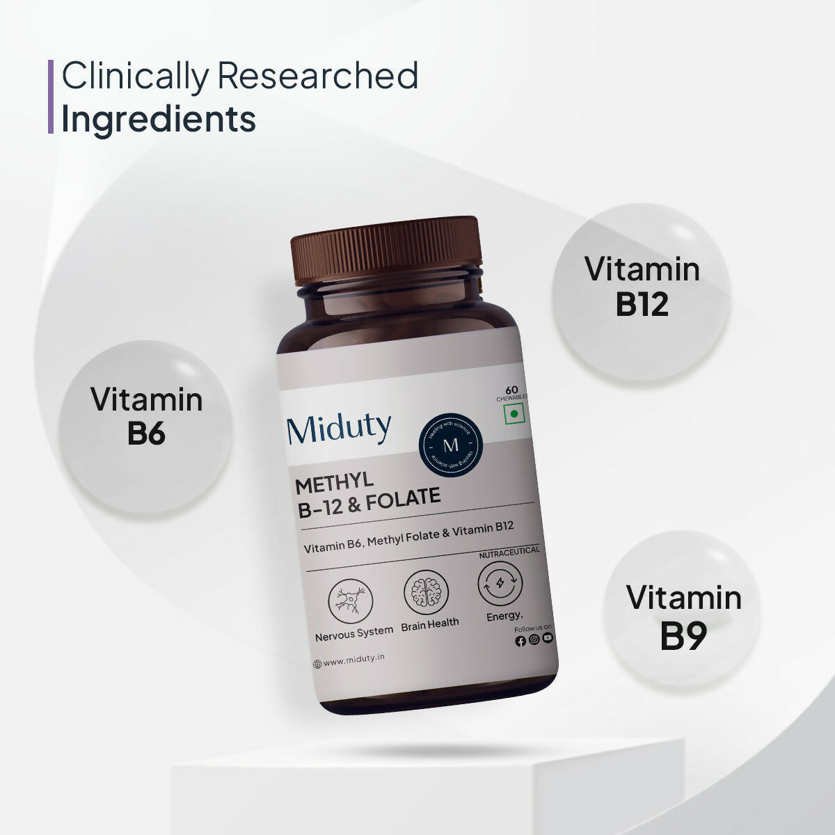 Miduty by Palak Notes Vitamin B12 - Methyl Folate Chewables - Swadesiicart