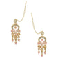Anikas Creation Pink & Gold-Polished Kundan Contemporary Chandbalis With Ear Chain Earrings | Swadesiicart
