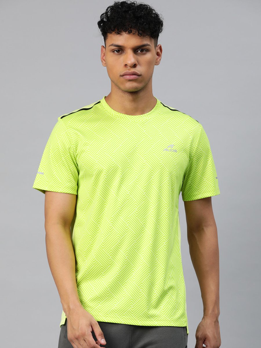 Alcis Men Printed Anti Static Slim Fit T-shirt | Swadesiicart