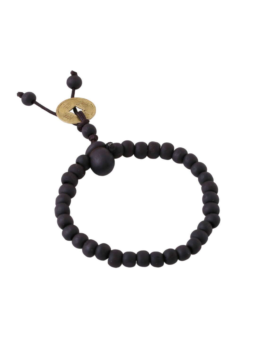 NVR Men's Black Beaded Adjustable Bracelet - Swadesiicart