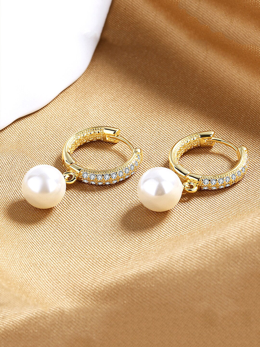 Yellow Chimes Gold-Polished Circular Hoop Earrings - Swadesiicart