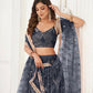 Aastha Fashion Black Butterfly Net Tone To Tone Thread Work, Sequence Work And Original Mirror Work Embroidery Wedding Wear Lehenga Choli