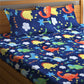 Home Sizzler Blue & Yellow Printed 210 TC Bedsheet with Pillow Covers - Swadesiicart