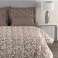 MYTRIDENT Brown White Floral Cotton 144 TC Queen Bedsheet With 2 Pillow Covers - Swadesiicart