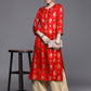 Biba Women Red Floral Foil Printed Kurta - Swadesiicart