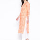 ADA Women Peach-Coloured & White Chikankari Embroidered Sustainable Handloom Kurta with Trousers | Swadesiicart