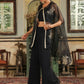 Janasya Black Georgette Solid Top Bottom Cape | Swadesiicart