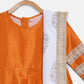 Ahalyaa Orange Poly Silk Anarkali Kids Kurta With Dupatta Set For Girls | Swadesiicart