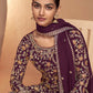 Wine Real Chinnon Embroidered Wedding Festive Palazzo Suit - Emponline | Swadesiicart