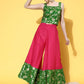 InWeave Women's Green Brocade Strappy Top W Fuchsia Green Brocade Palazzo Set - Swadesiicart