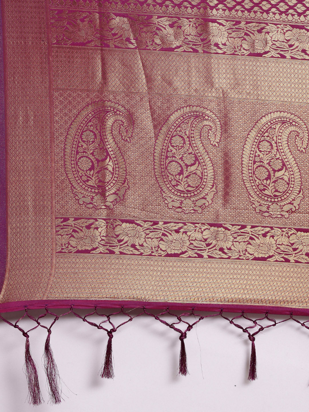 Saree Mall Magenta Ethnic Motifs Zari Silk Blend Banarasi Saree For Women | Swadesiicart