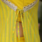 Janasya Yellow Georgette Solid Top Bottom Cape | Swadesiicart