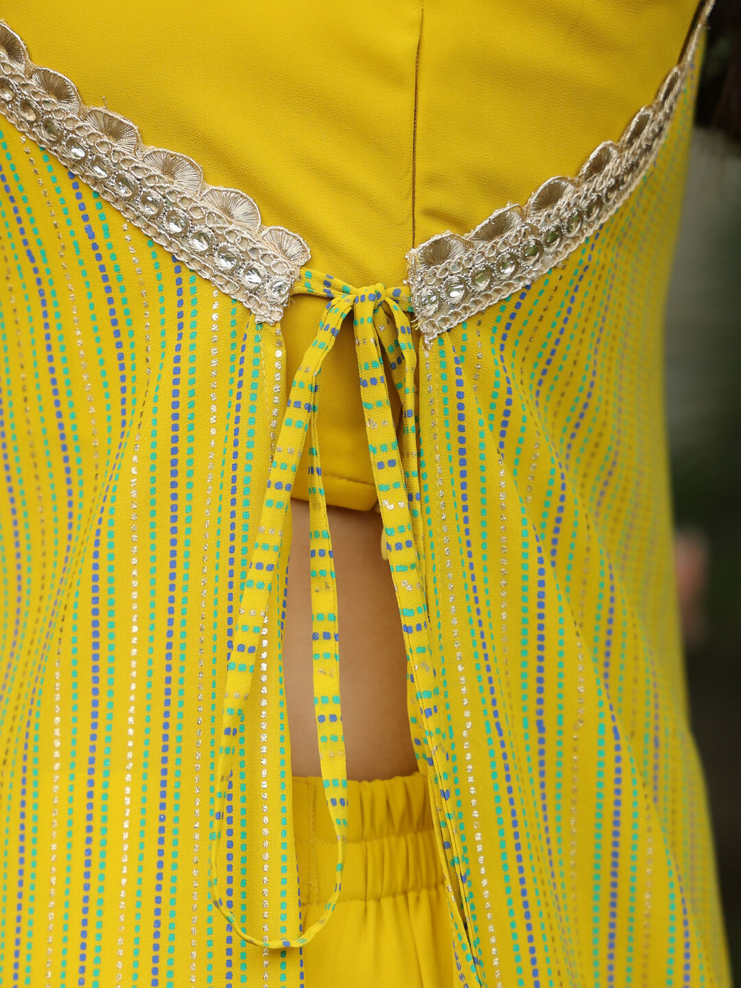 Janasya Yellow Georgette Solid Top Bottom Cape | Swadesiicart