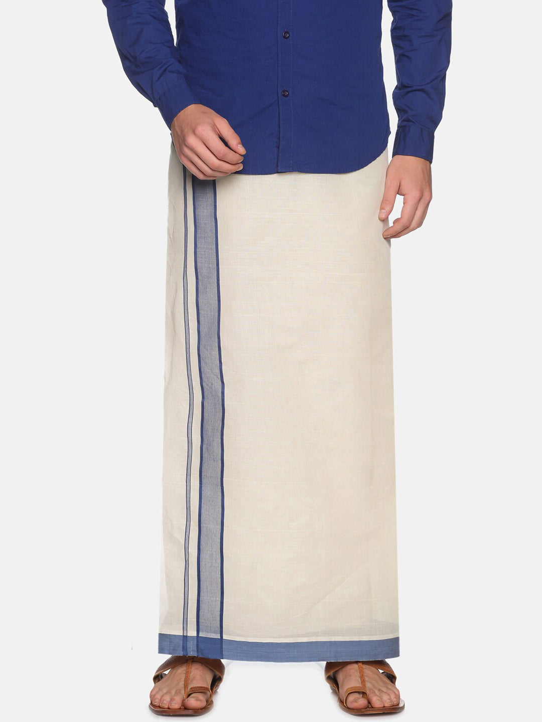 Sethukrishna Men Off White Traditional Kerala Double Mundu | Swadesiicart