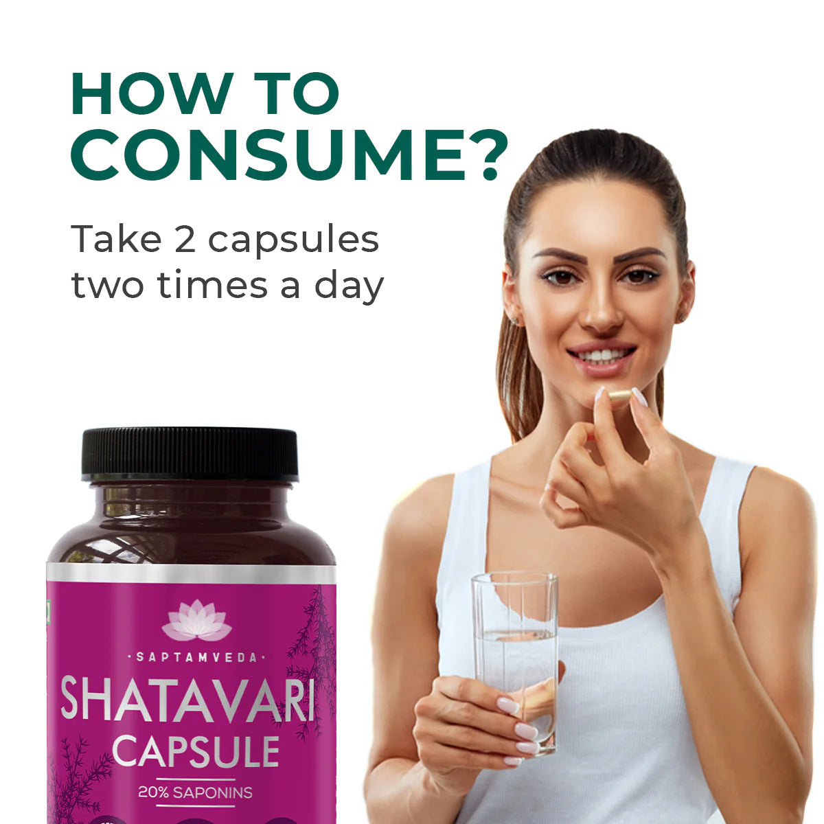 Saptamveda Organic Shatavari Capsules - Swadesiicart