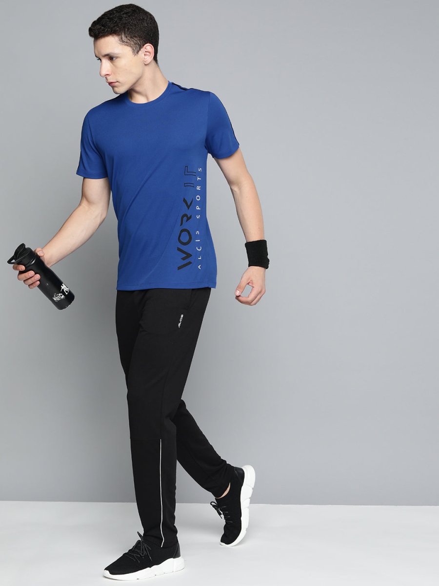 Alcis Men Typography Printed Dry Tech Slim Fit T-shirt | Swadesiicart