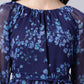 Souchii Navy Blue Floral Layered Chiffon A-Line Midi Dress - Swadesiicart