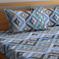 BOMBAY DYEING Epigram Blue & Grey Ethnic Cotton 120 TC Queen Bedsheet With 2 Pillow Covers - Swadesiicart
