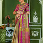 Mitera Beige & Pink Zari Pure Silk Banarasi Saree | Swadesiicart