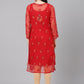 ADA Women Red & Yellow Sheer Chikankari Embroidered Straight Sustainable Handloom Kurta with Inner | Swadesiicart