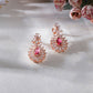 Long kundan earring (Red) - Ruby Raang - Swadesiicart