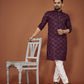 Anaita Purple Embroidered Cotton Straight Kurta
