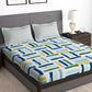 Story@home Arena White & Blue Geometric Printed 180 TC Queen Bedsheet & 2 Pillow Covers - Swadesiicart