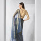 Blue Gold Tissue Net Solid & Gold Cotted Saree - Samaa