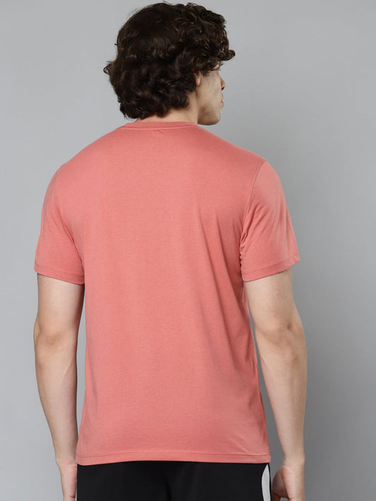 Alcis Men Pink Typography Printed Slim Fit Running T-shirt | Swadesiicart