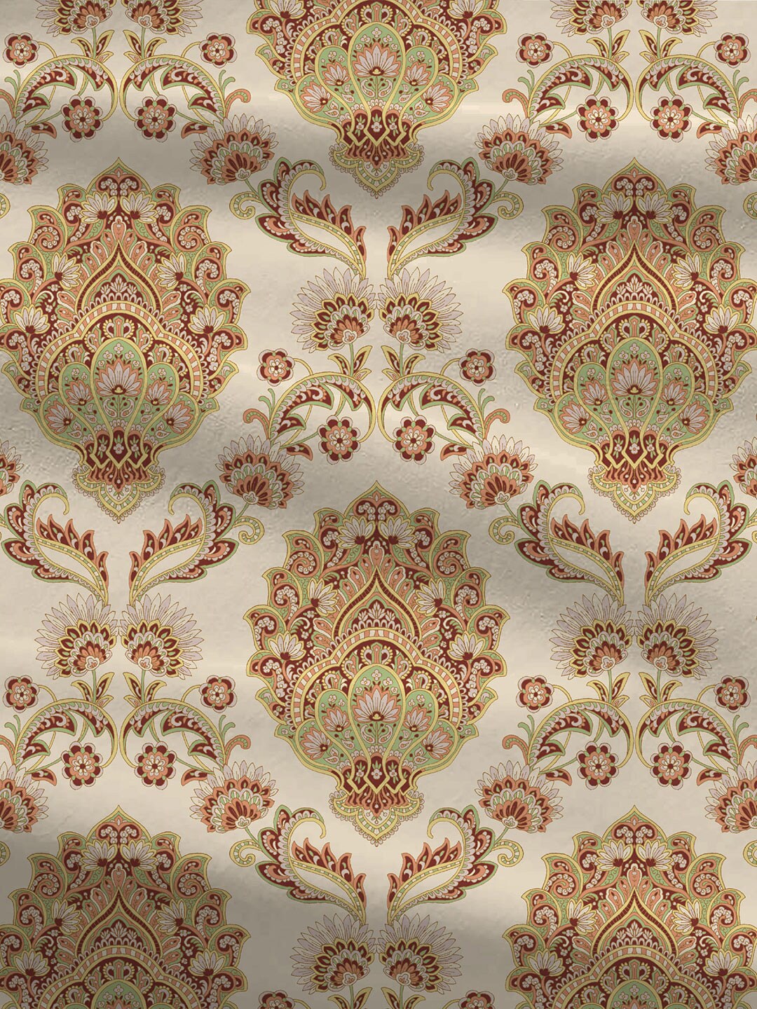 MYTRIDENT Celebration Cream-Coloured Ethnic Cotton 144 TC Queen Bedsheet & 2 Pillow Covers - Swadesiicart