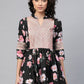 Ahalyaa Women Black Rayon Floral Print Tunic | Swadesiicart