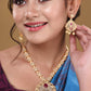 Saraf RS Jewellery Gold-Polished White & Pink American Diamond Studded & Beaded Handcrafted Jewellery Set - Swadesiicart