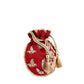 Masq Red & Gold-Toned Embellished Embroidered Potli Clutch - Swadesiicart