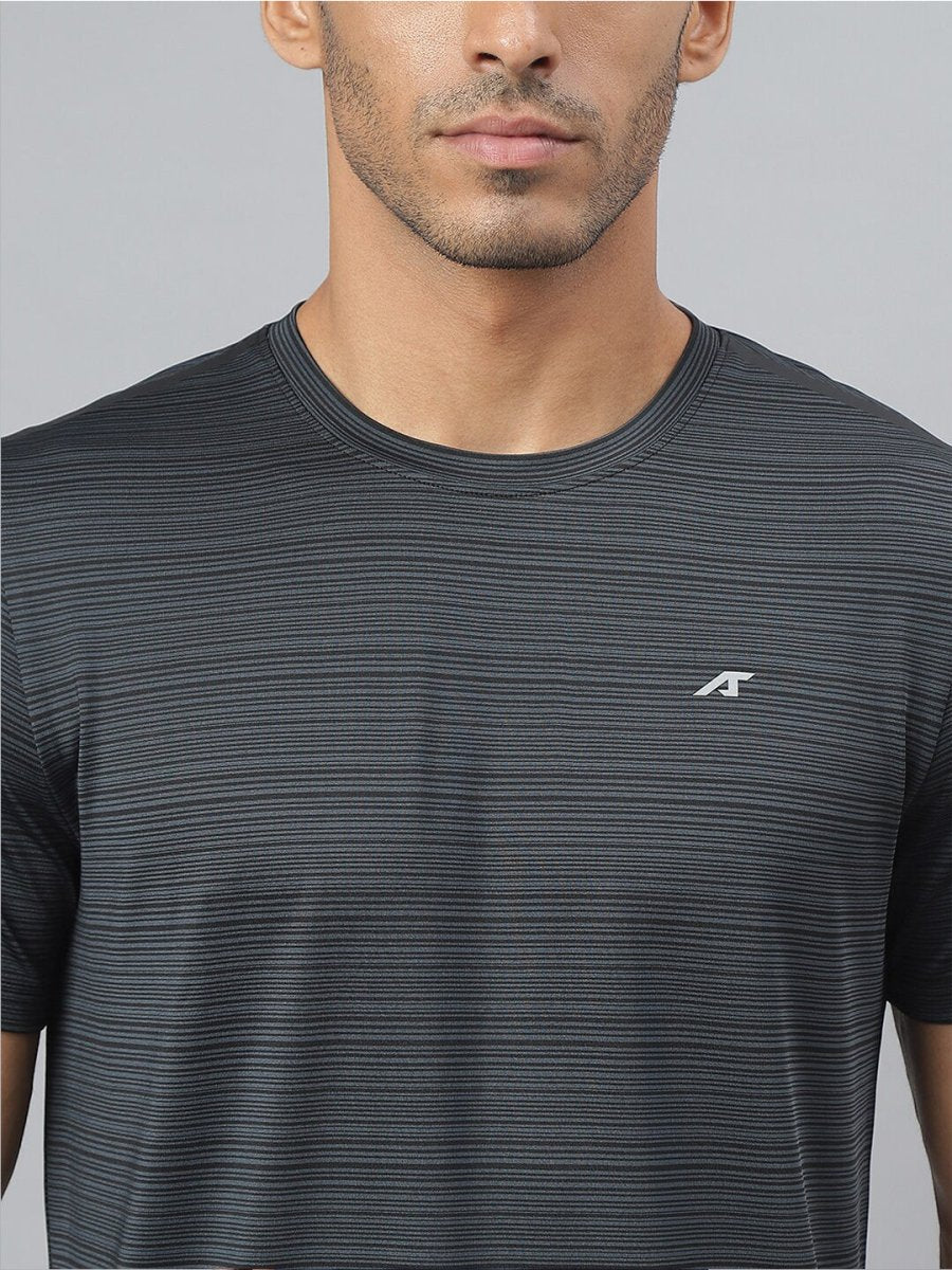 Alcis Striped Slim Fit Anti-Static T-Shirt | Swadesiicart
