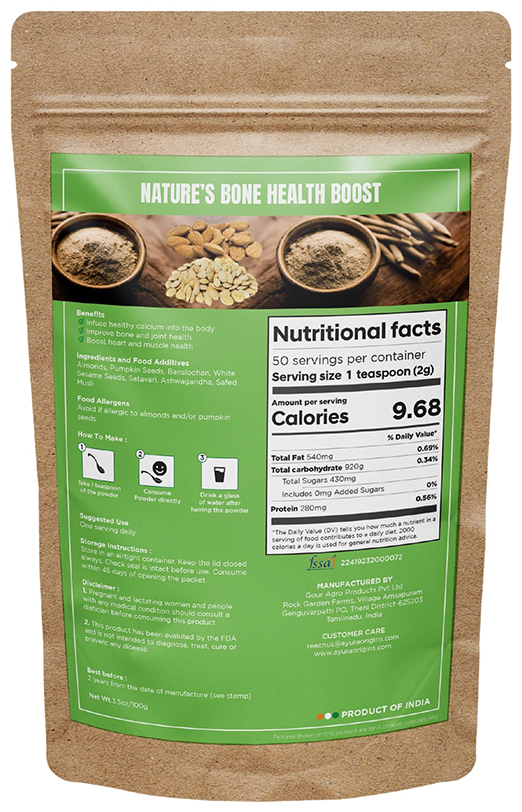 Ayura Origins Nature's Bone Health Boost Powder - Swadesiicart