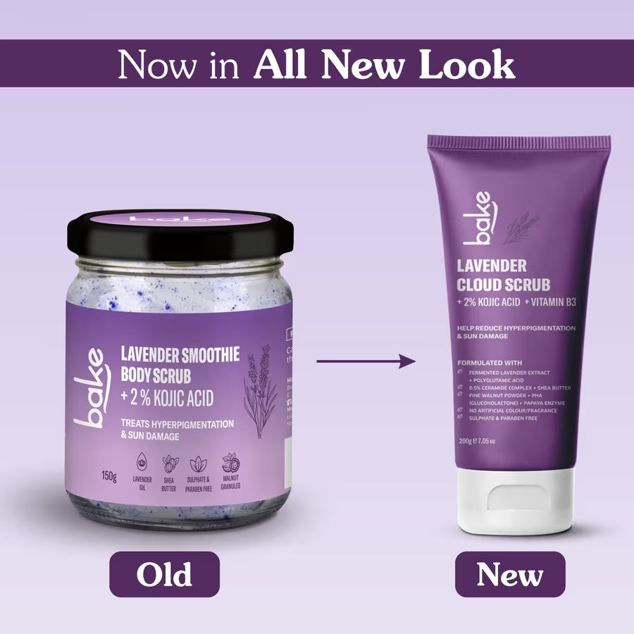 Bake 2% Kojic Acid Lavender Smoothie Body Scrub | Swadesiicart