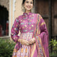 Wedding Designer Purple Soft Dola Silk Anarkali suit with Dupatta - Samanta - Swadesiicart