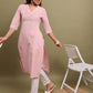Vishudh Striped V-Neck Cotton Kurta - Swadesiicart