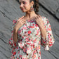 Women's Partywear Designer White & Multi Muslin co-ord set - Stylishta - Swadesiicart