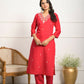 Festive Wear Ethnic Red Viscose Chanderi Stitched Suit With Dupatta - Tanisha | Swadesiicart